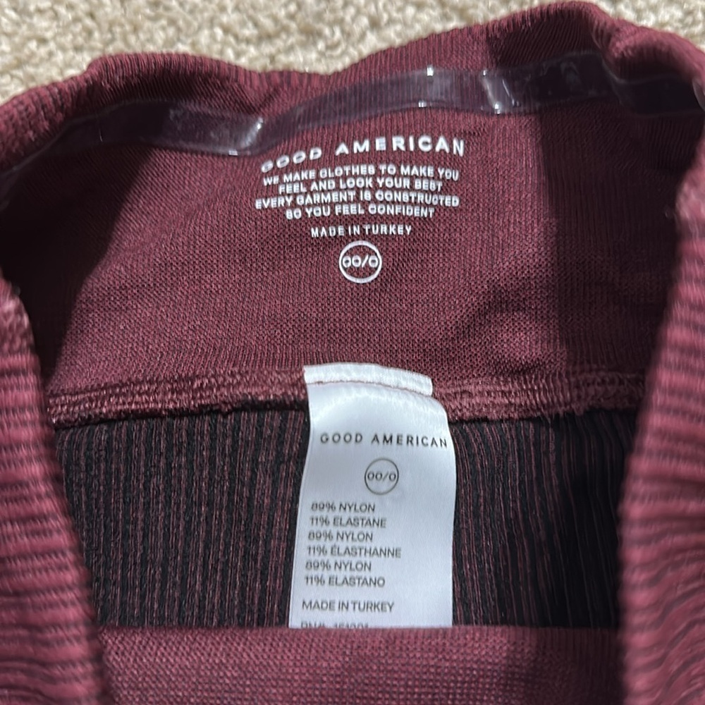 Good American Burgundy Ribbed Leggings 00/0 - Picture 3 of 5